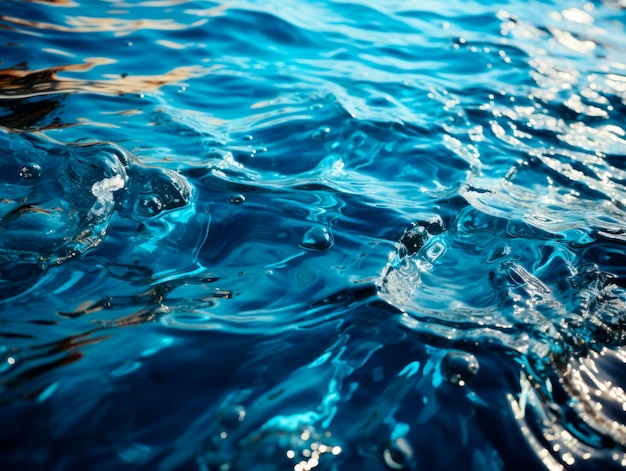 Blue water surface with ripples and waves Abstract natural background Generative AI