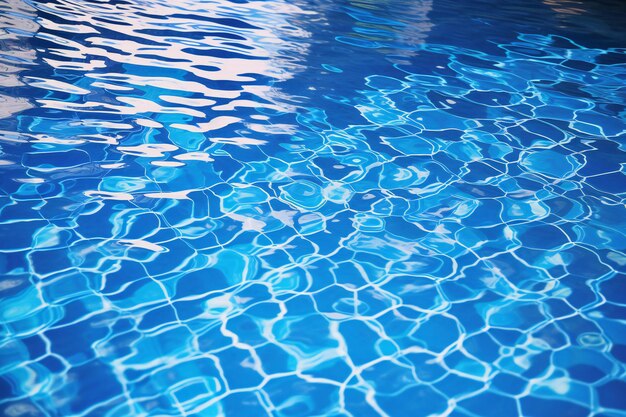 Blue water in swimming pool with sun reflection swimming pool background