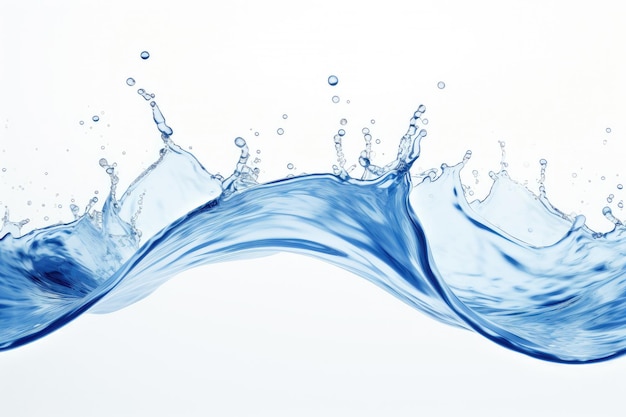 Всплеск голубого водоворота с маленьким пузырем, изолированным на белом фоне, текучей жидкостью Generative Ai