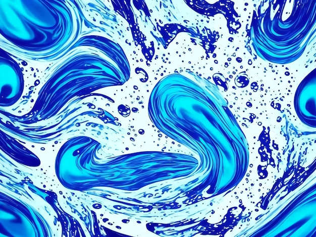 Blue water swirl splash with little bubbles isolated on white background liquid ai generated