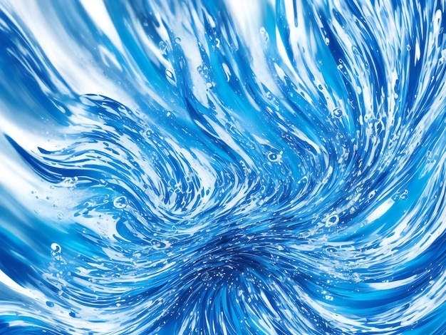 Blue water swirl splash with little bubbles isolated on white background liquid ai generated