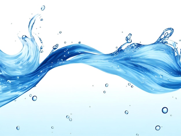 青い水の巻きのスプラッシュは,白い背景に孤立した小さな泡で,液体 ai が生成されます.
