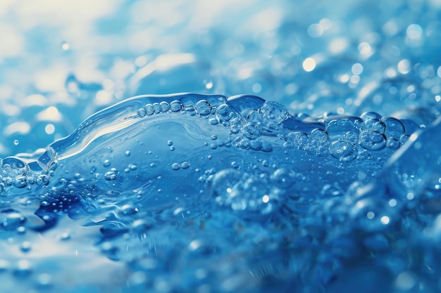 Blue water texture with ripples bubbles and sunlight