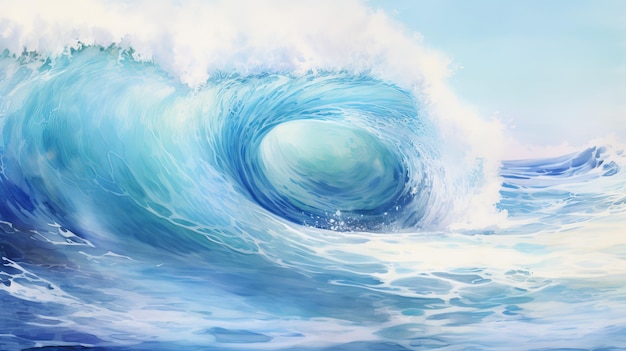 Голубая волна на белом фоне 3D-иллюстрация