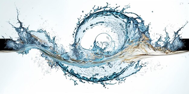 A blue water wave with a white background