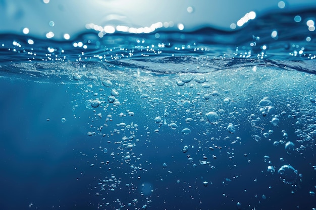 BLUE UNDER WATER waves and bubbles