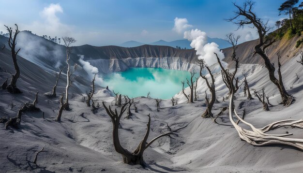 Photo a blue water with a blue green water pool in the middle