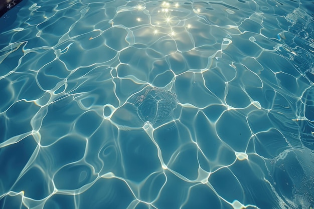 プロの写真の背景に波紋と反射が映る青い水