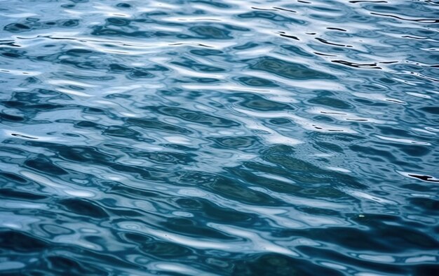 A blue water with small waves in the water.