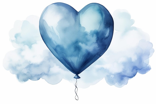 blue watercolor balloon