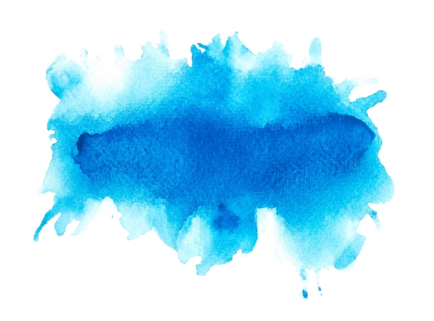 Photo blue watercolor brush on paper.