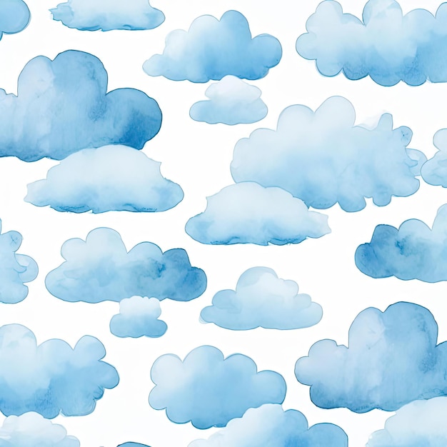 blue watercolor clouds fabric by theo on spoonflower custom in the style of white background