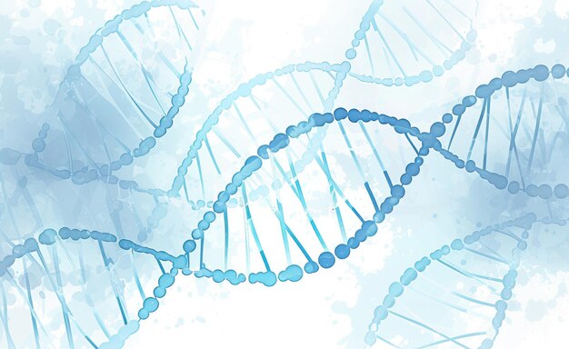 Blue Watercolor DNA Helix for Scientific Use