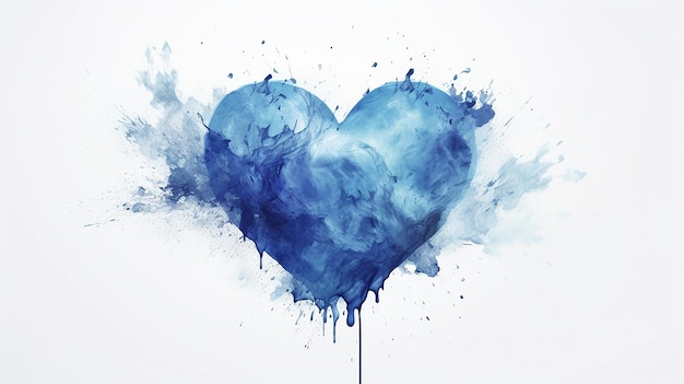 Blue watercolor heart illustration AI Generative Generative AI