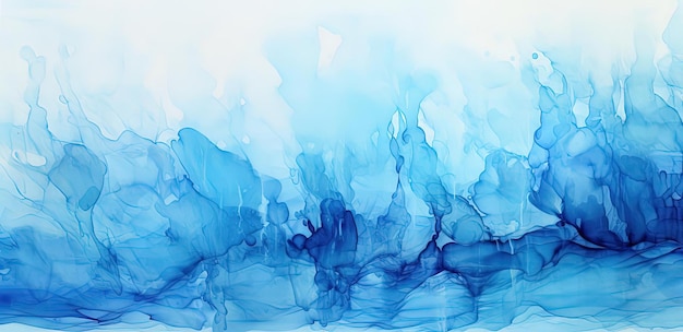 голубая акварельная краска на белом фоне в стиле бирюзового и лазурного