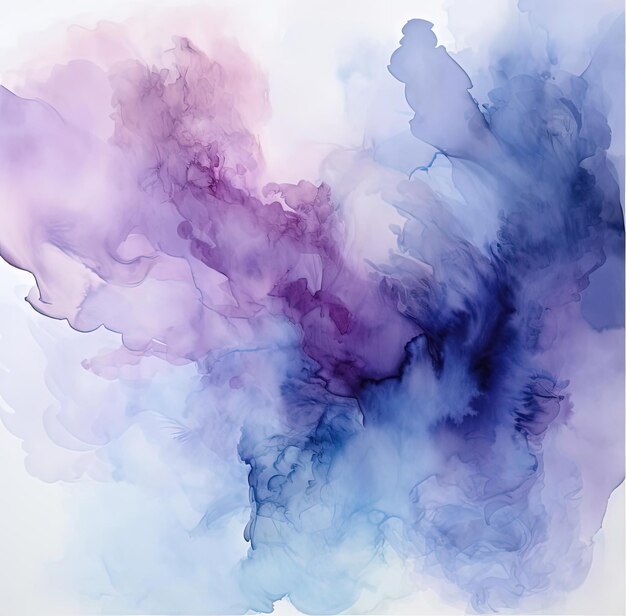 blue watercolor painting isolated on white in the style of dark violet and light gray