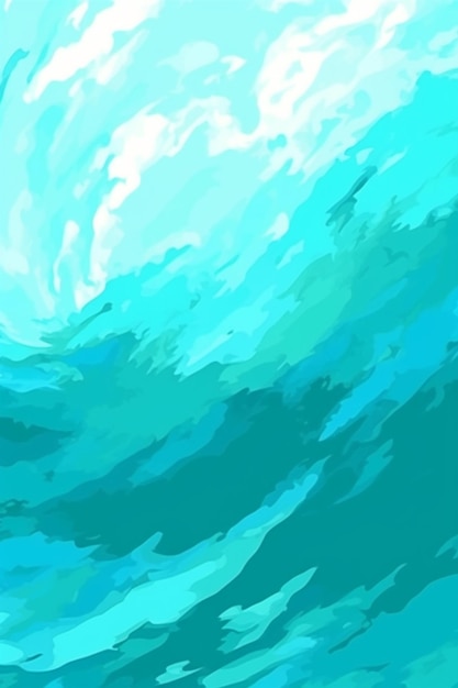 A blue watercolor painting of a wave with the word ocean on it.