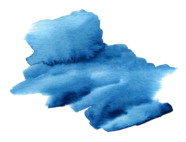 白で隔離の青い水彩画の形