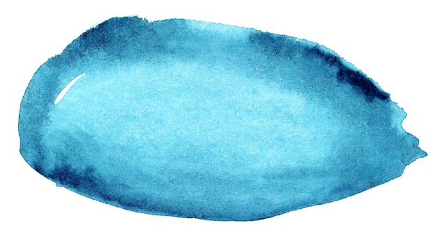 白で隔離の青い水彩画の形
