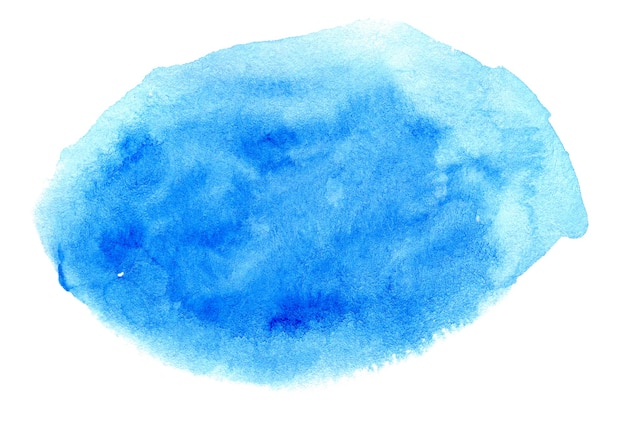 Blue watercolor spot hand drawn on white background Isolated watercolor background