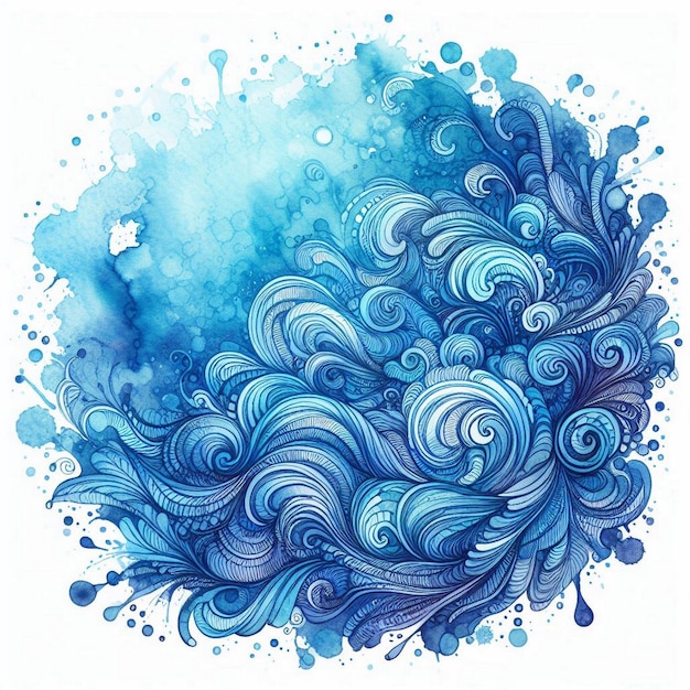 Photo blue watercolor stain background