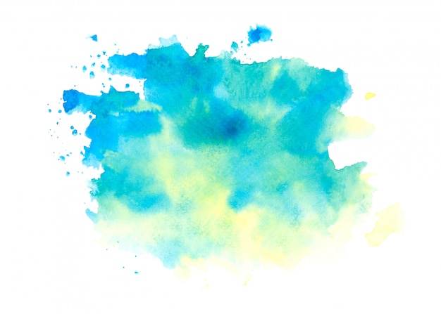 Photo blue watercolor stain shades paint stroke