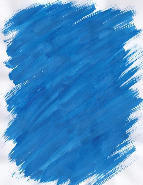 Blue watercolour paint brush background Rough texture backdrop copy space