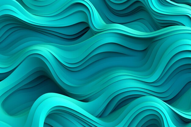 Photo a blue wave background with a green wave pattern.