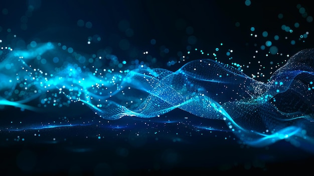 A blue wave background with light and sparkles
