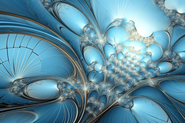 青い波のフラクタル線幾何学 抽象的な背景イラスト 最小限の幾何学的パターン 動的形状 組成 交織 装飾