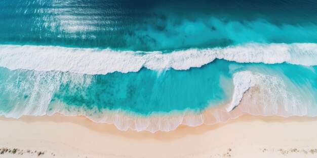 A blue wave is breaking on a beach