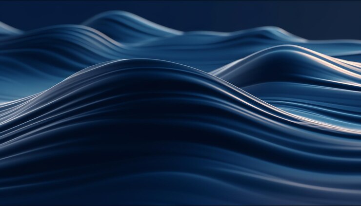 A blue wave is shown in a dark blue background