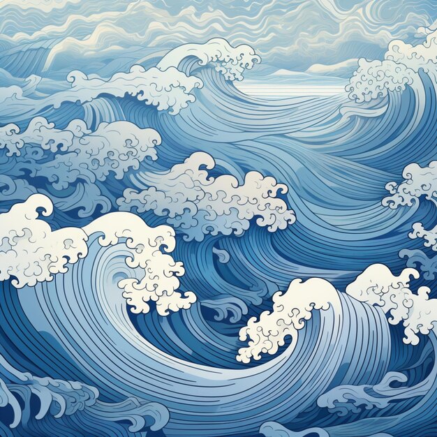 Blue wave ocean background