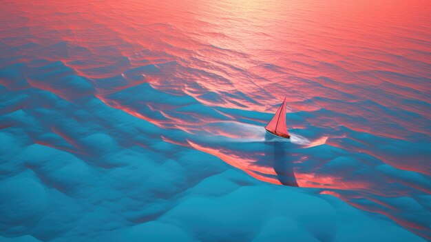 Photo a blue wave behind a small sail boat