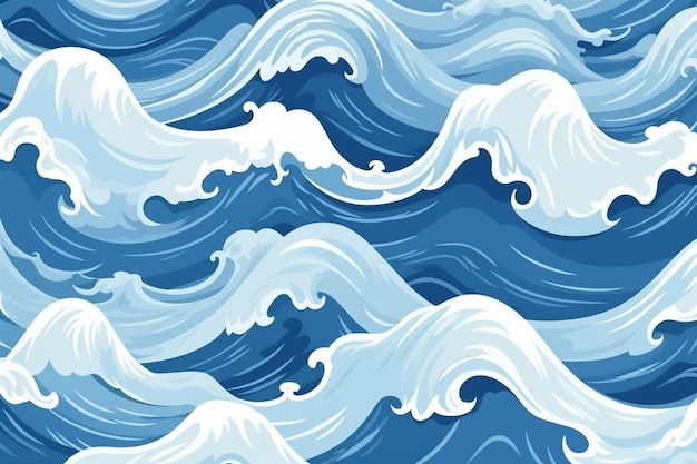 a blue wave with white waves in blue