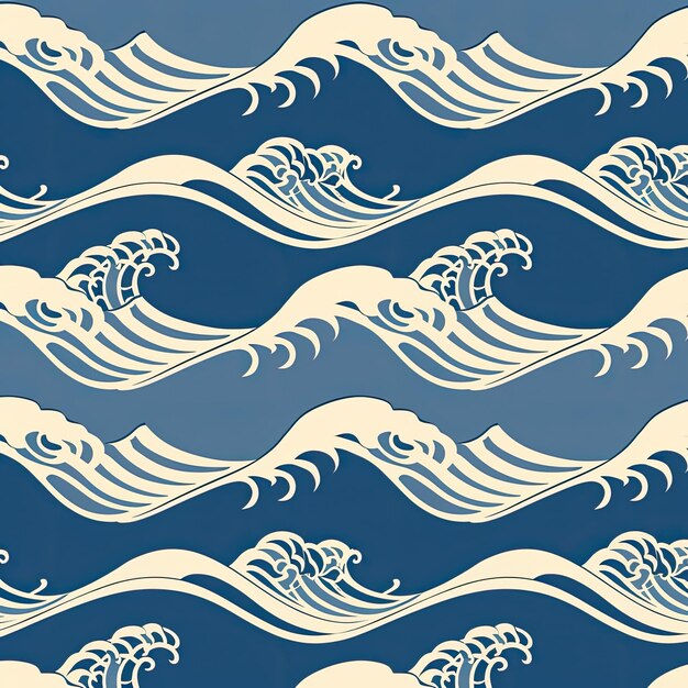 Photo a blue wave with a yellow and white pattern