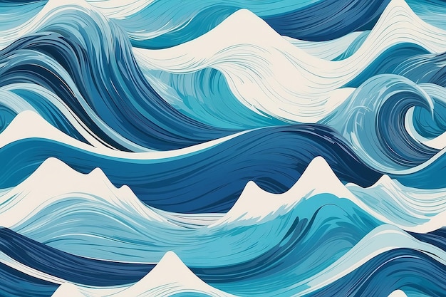Blue waves abstract background texture Print painting design fashion