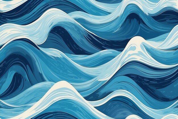 Blue waves abstract background texture Print painting design fashion