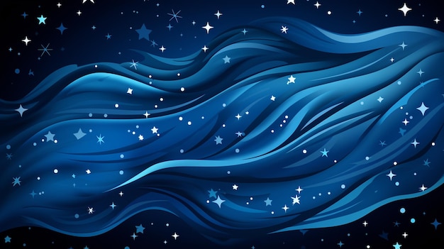 blue waves in the night sky.