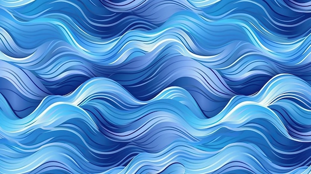 Blue waves pattern Summer lake wave water flow abstract vector seamless background Generative AI