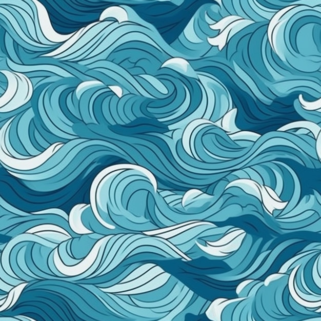 Blue waves in a sea.