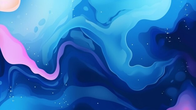 Blue Wavy Fluid Liquid Background