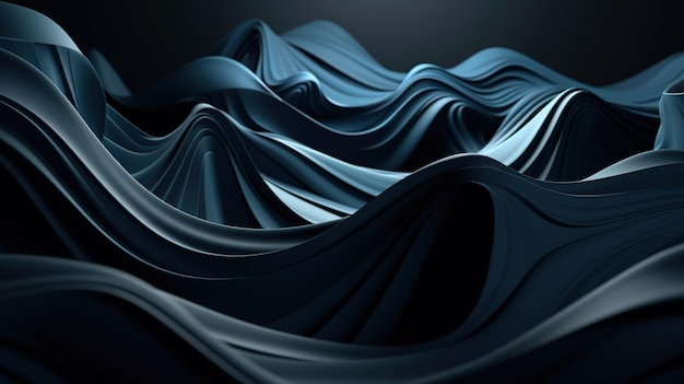 A Blue Wavy Shiny Abstract Background Generative AI