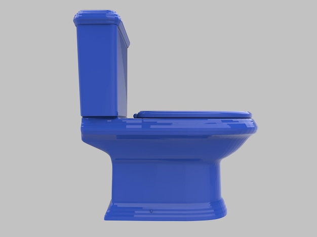 Foto illustrazione 3d del sedile blu del wc