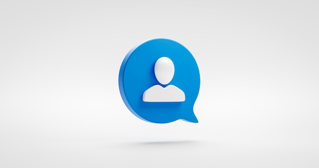 Photo blue website user icon symbol or social illustration avatar sign and business communication person design on profile interface background with modern technology human element concept. 3d rendering.