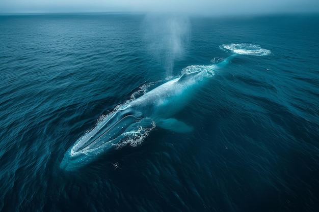 A blue whale the largest animal on the planet feeding on krill in the vast ocean