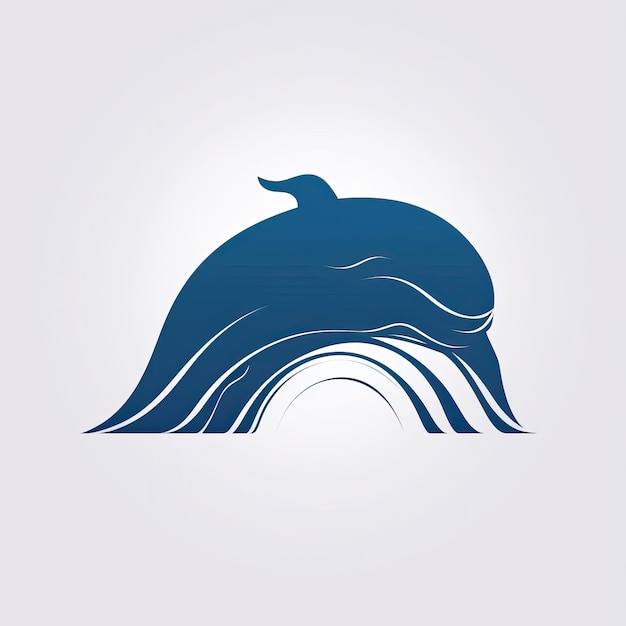 Blue whale logo minimalist and elegant vector logo curving lines blue whale contrasting