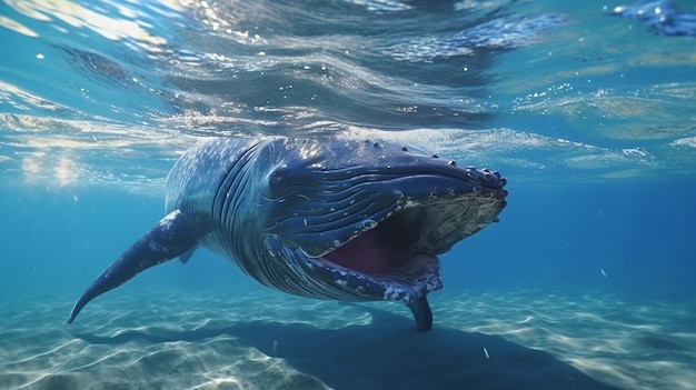 青いクジラの写真