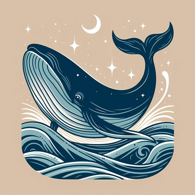 blue whale with white stripes big blue whale illustration