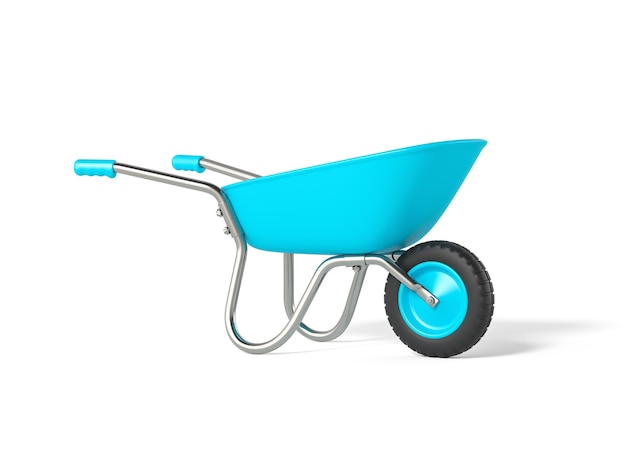 Blue Wheelbarrow isolated on white background 3d render